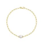 Bracelet chaîne à maillons avec perles et diamants