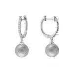 Boucles d’oreilles pendantes perles de culture & diamants