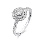 Bague de fiançailles ronde à double halo de diamants
