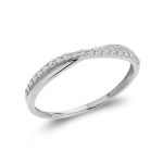 Anneau fin croisé en or et pavage diamants