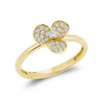 Bague fine motif trois feuilles sertie de diamants