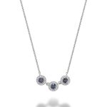 Pendentif Trinity en or avec pierre précieuse et entourage diamants