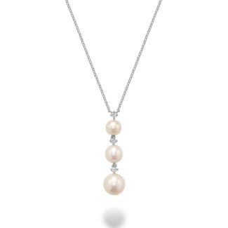 Collier Trinity avec perles pendantes et diamants