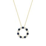 Pendentif cercle pierres précieuses et diamants