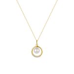 Collier cercle serti de diamants avec perle centrale