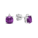 Clous d'oreilles pierres de couleur en diamants