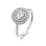 Bague de fiançailles Double Halo avec diamant rond