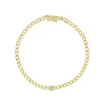 Bracelet gourmette cubaine avec diamant solitaire