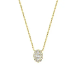 Pendentif halo ovale en diamants à illusion