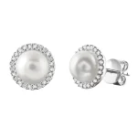 Clous d'oreilles perles de culture et halo de diamants