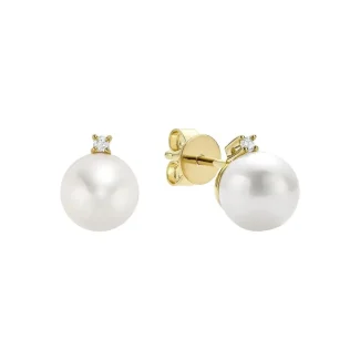 Puces d'oreilles perles de culture et diamants