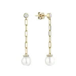 Boucles d'oreilles trombones avec perles et diamants