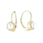 Boucles d'oreilles pendantes avec perles de culture et halo de diamants