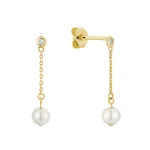 Boucles d'oreilles pendantes perles et diamants