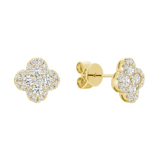 Clous d'oreilles trèfles en diamants